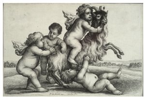 Fire små drenge og en ged af Wenceslaus Hollar