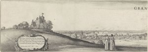 Udsigt over Greenwich (venstre plade) Greenwich (titel på objekt) af Wenceslaus Hollar