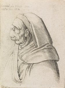 Grotesk profilerede en mand iført hætte af Wenceslaus Hollar