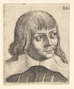Hovedet af en ung mand, drejet let til højre, 1625-77. af Wenceslaus Hollar