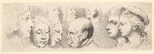 Hovedstudier, 1644-52. af Wenceslaus Hollar
