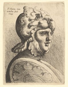 Hjelmhoved, 1645. af Wenceslaus Hollar