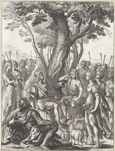 Hyrden Meliboeus dømmer hyrdernes Corydon og Thyrsis spil Værker af Virgil (serietitel) af Wenceslaus Hollar
