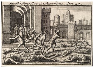Jakobs sønner dræber shekemitterne. Tilstand 2 af Wenceslaus Hollar