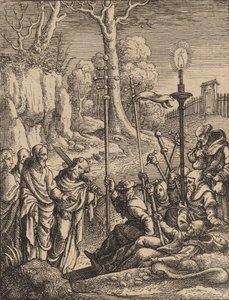 Jesus konfronterer sine modstandere. af Wenceslaus Hollar