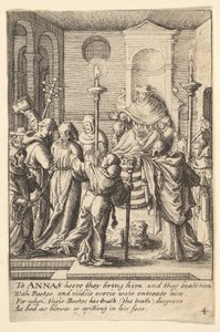 Jesus før Annas, 1625-77. af Wenceslaus Hollar
