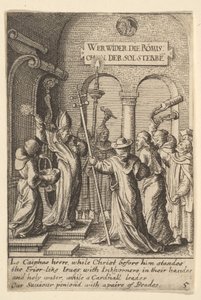 Jesus før Kajfas, 1625-77. af Wenceslaus Hollar
