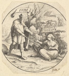 Juda og Tamar, 1640. af Wenceslaus Hollar