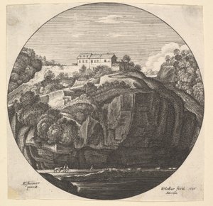 Landskab med et hus på klipper, 1646. af Wenceslaus Hollar