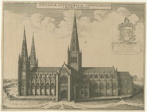 Lichfield Cathedral - South View: gravering af Wenceslaus Hollar