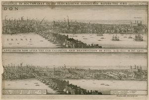 London, før og efter den store brand af Wenceslaus Hollar