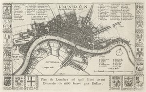 London, før branden i 1666 af Wenceslaus Hollar