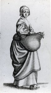 Tjenestepige vender tilbage fra markedet, 1640 af Wenceslaus Hollar
