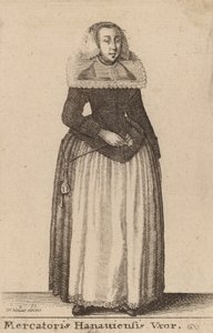 Hustru til en købmand i Hanaui. af Wenceslaus Hollar
