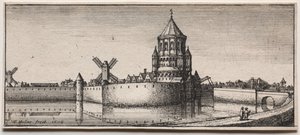 Moated Town Gate, 1676. af Wenceslaus Hollar