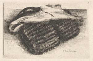 Muffe, hvidt tørklæde og maske, 1642. af Wenceslaus Hollar