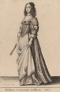 En generøs fransk kvinde, 1643. af Wenceslaus Hollar