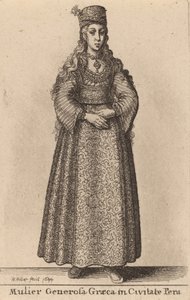 En generøs græsk kvinde i byen Pera, 1644. af Wenceslaus Hollar