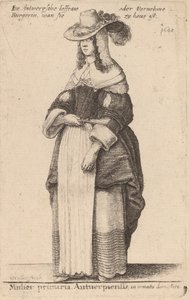Kvinde premierminister i Antwerpen, i hjemlig udsmykning. af Wenceslaus Hollar