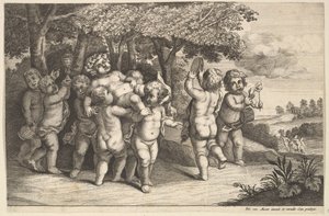 Ni små drenge, 1625-77. af Wenceslaus Hollar