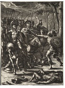 Nisus dræber Volscens. Tilstand 2 af Wenceslaus Hollar