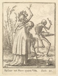 Gammel kvinde, fra Dødedansen, 1651. af Wenceslaus Hollar