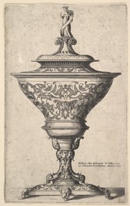 Udsmykket bæger på fødder af masker, 1645. af Wenceslaus Hollar