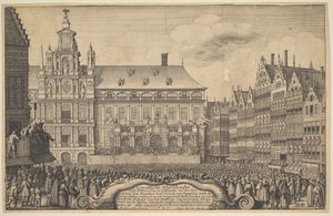 Proklamation af traktaten i Munster, 1648. af Wenceslaus Hollar