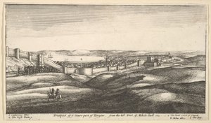 Udsigt til jer nederste del af Tanger, fra bakken vest for White-hall, 1669-73. af Wenceslaus Hollar