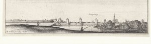 Flodlandskab med udsigt over Strasbourg Flodudsigt i Tyskland og de lave lande (serietitel) af Wenceslaus Hollar