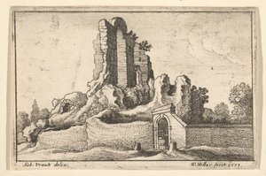 Ruiner og en spærret port på Esquiline Hill i Rom, 1673. af Wenceslaus Hollar