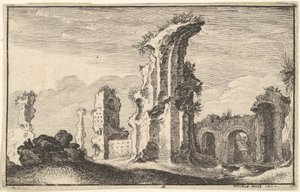 Ruinerne af St Croix de Jerusalem, 1600-tallet. af Wenceslaus Hollar