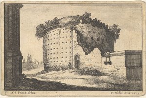 Ruinerne af en rund bygning, 1673. af Wenceslaus Hollar
