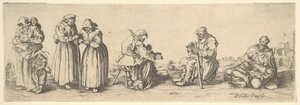 Seks mænd og kvindelige tiggere, 1630. af Wenceslaus Hollar