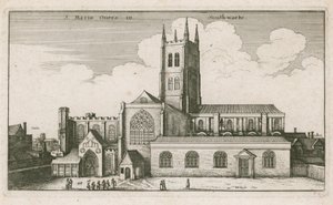 St Mary Overies, Southwark, London; tegning fra 1647 af Wenceslaus Hollar