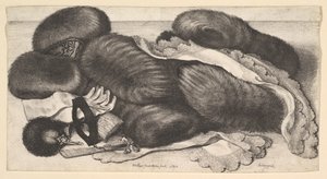 Stilleben med en gruppe muffer, et par handsker, vifter, maske og to tørklæder, 1647. af Wenceslaus Hollar