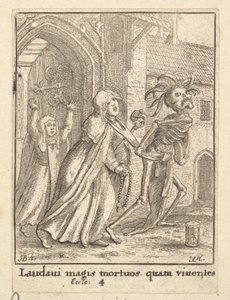 Abbedissen, fra Dødedansen, 1651. af Wenceslaus Hollar