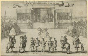Kampen i Smithfield mellem den samme John de Astley og Sir Philip Boyle af Wenceslaus Hollar