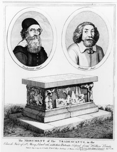 The Monument of the Tradescants in the Church Yard of St. Mary Lambeth, udgivet i 1793 af Wenceslaus Hollar
