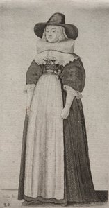Engelske kvinders adskillige vaner, fra adelen til landskvinder, som de er i disse tider: Kvinden med en mandlig hat og båndet bodice af Wenceslaus Hollar