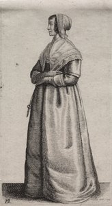 Engelske kvinders adskillige vaner, fra adelen til landskvinder, som de er i disse tider: Kvinden med saks af Wenceslaus Hollar