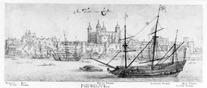 The Tower of London, ca. 1637-41 (pen og blæk, grafit og wc på papir)
