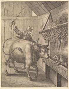 Hunden i krybben fra illustration til John Ogilbys Æsopics: Or A Second Collection..., 1666. af Wenceslaus Hollar