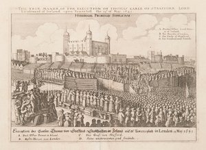 Den sande måde at henrette Thomas Earle af Strafford, Lord Lieutenant of Ireland..., ca 1642 af Wenceslaus Hollar