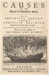 Titelside: Årsagerne til den kristne fromheds forfald, 1667. af Wenceslaus Hollar
