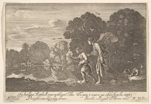 Tobias og englen, 1644-52. af Wenceslaus Hollar