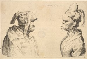 To deforme hoveder mod hinanden, 1625-77. af Wenceslaus Hollar