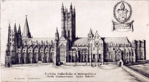 Udsigt over Canterbury Cathedral fra syd, ca. 1638-66 af Wenceslaus Hollar