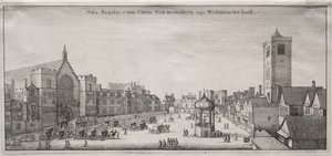 Udsigt over London: New Palace Yard med Westminster Hall og Clock House af Wenceslaus Hollar