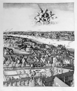 Udsigt over London, udgivet 1647 (faksimilekopi) (detalje) af Wenceslaus Hollar
